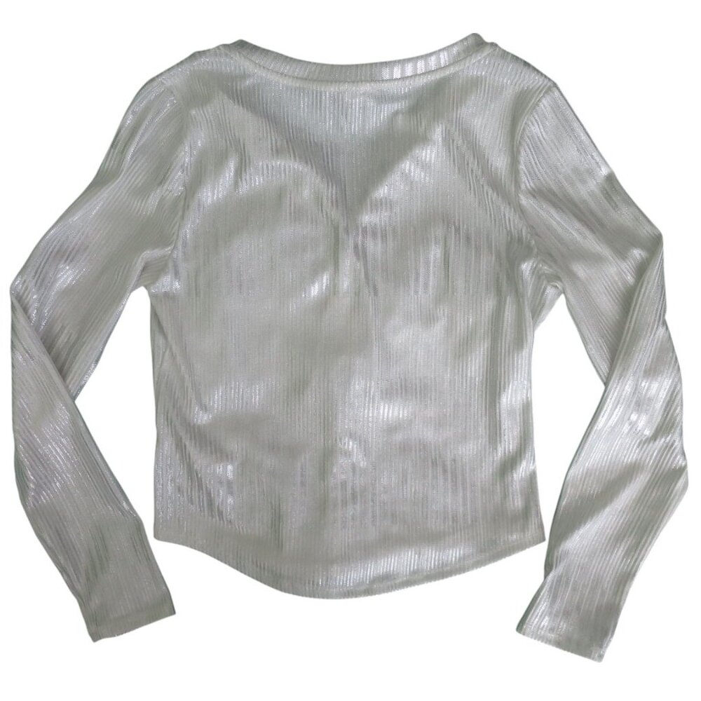 Anthropologie Pilcro The Andie Ribbed Henley Top Shimmer Edition L - Picture 9 of 10